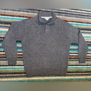 Enzo Mantovani Men’s Brown Sweater L 46”100% Wool Button Front Mock